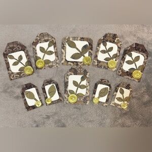 💜 Handcrafted Leaf Design Tags with Embellishments